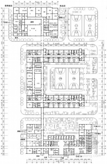 500床位医院建筑方案资料下载-某五层500床规模精神卫生专科医院建筑方案图