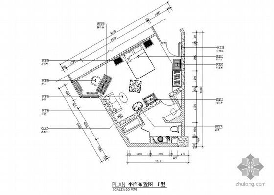 标准间装修施工图资料下载-五星级酒店标准间施工图