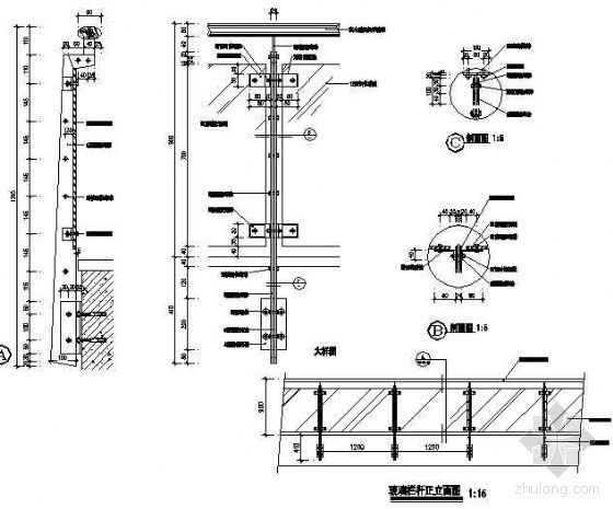 玻璃栏杆cad大样资料下载-玻璃栏杆节点详图