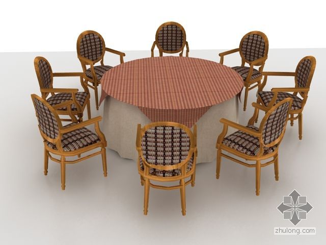 圆形餐桌su资料下载-8人餐桌椅