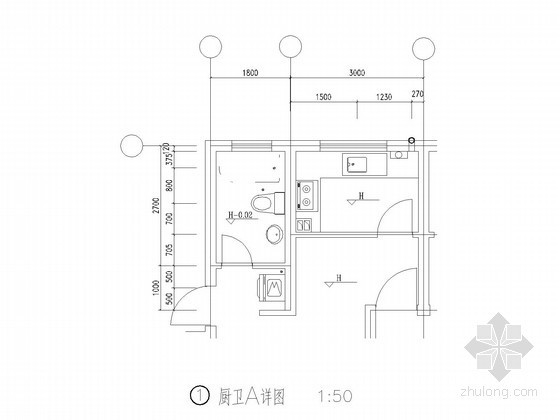 办公楼节点资料下载-[上海]高层办公楼厨卫节点详图