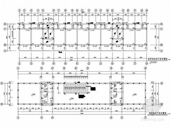 六层砖混结构中学宿舍楼结构施工图（含建筑图）-构件结构平面布置图 