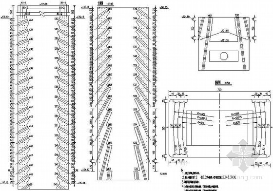 预应力钢筋详图资料下载-主跨500米PC斜拉桥主桥下部南塔塔身锚固段预应力钢筋布置节点详图设计