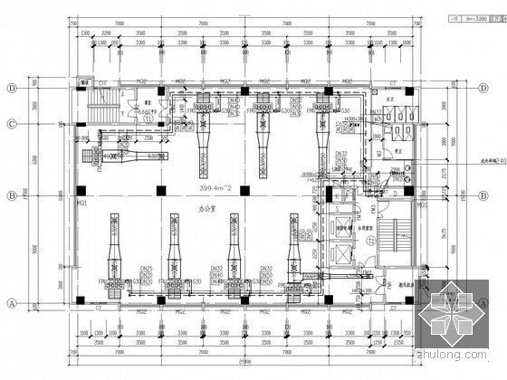 [吉林]电力大厦空调通风系统设计施工图-五至十一层空调通风平面图