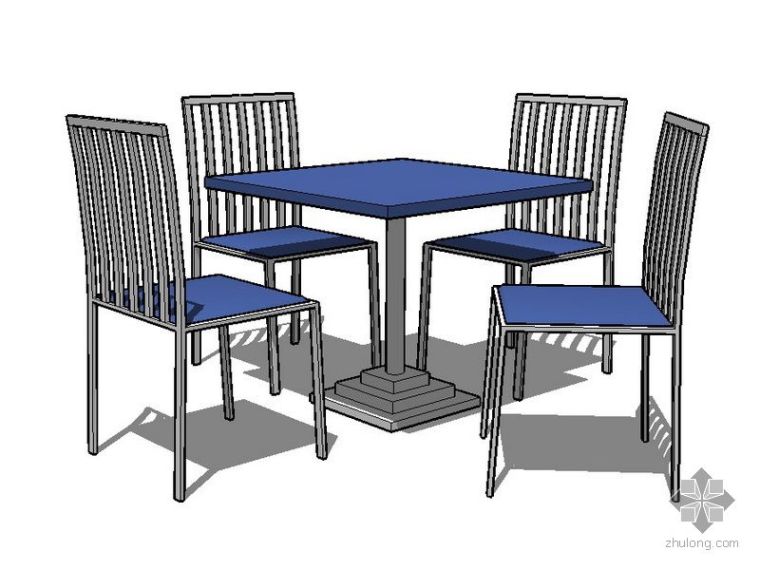 skp模型桌椅资料下载-四人桌椅