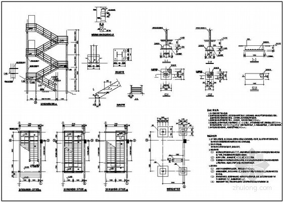 钢楼梯钢板梯梁资料下载-某室外钢楼梯构造详图