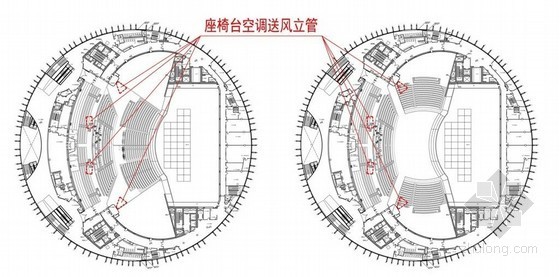 [武汉]大型中央文化旅游区秀场空调系统设计说明（PPT介绍）-座椅送风布置图