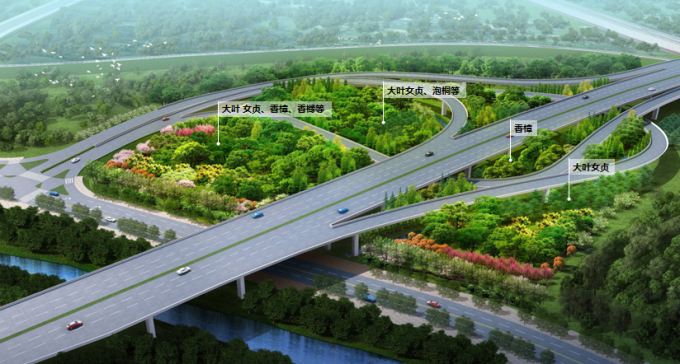 匝道效果图资料下载-[湖北]5大类型城市滨水森林立交匝道绿化提升景观设计方案（18个立交设计方案）