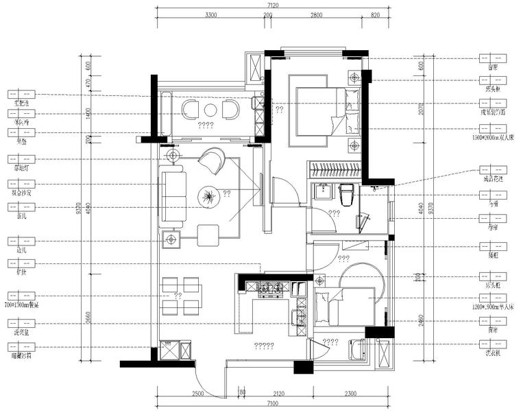 北欧3D效果图资料下载-北欧简约风格两居室施工图设计及效果图（附3D模型）