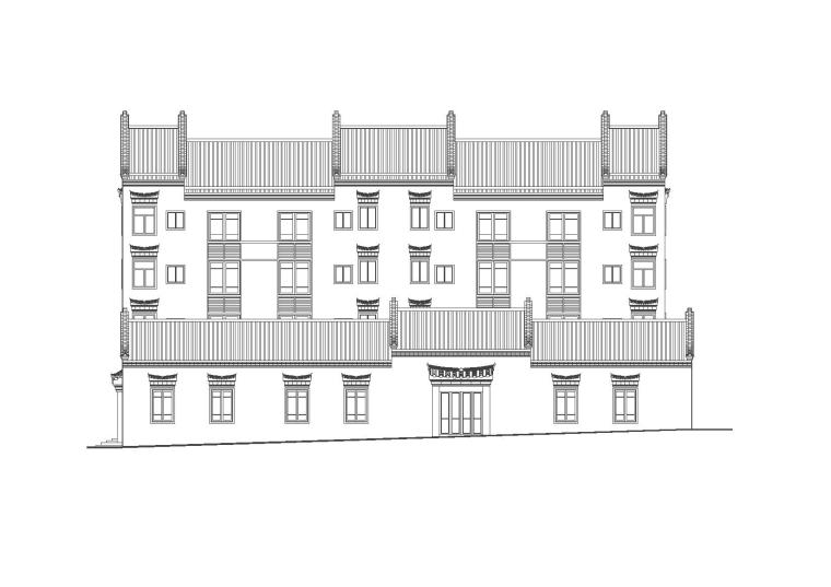 徽派三层民居建筑图纸资料下载-四层古建筑民居建筑施工图