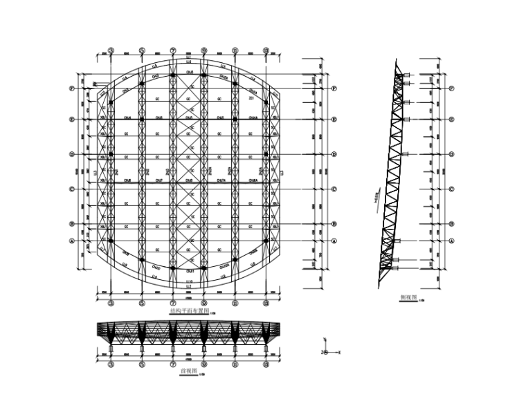 2层钢结构体育馆图纸资料下载-体育馆钢结构施工图纸