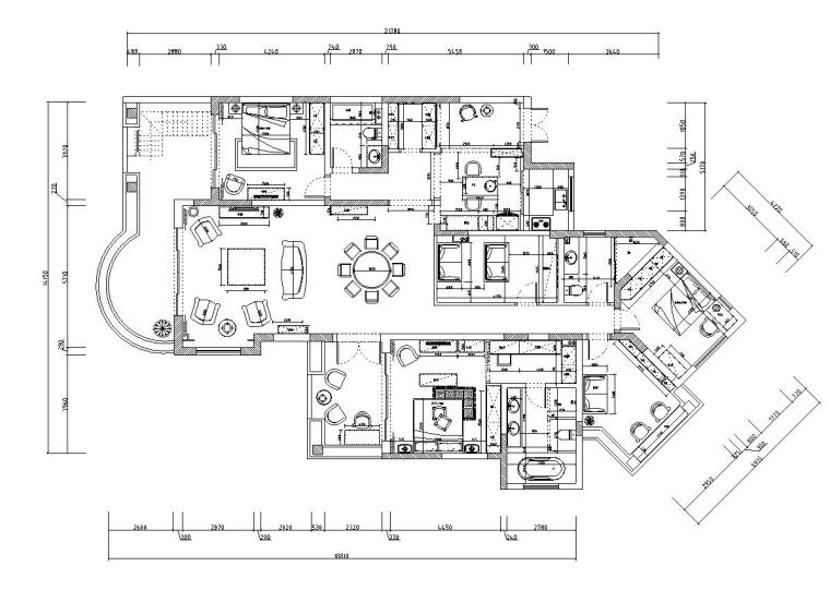 东郊半岛欧式家居施工图设计（附实景图）-家具布置图