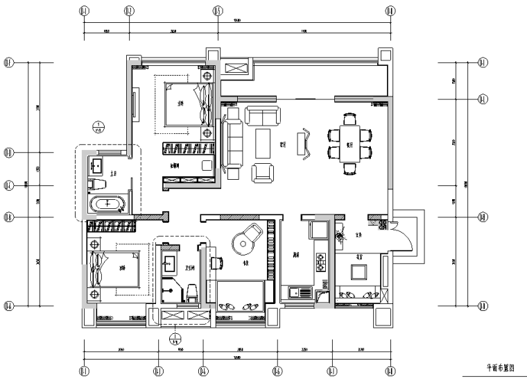 LOGO墙的施工图资料下载-[四川]中洲白鹭轻奢风样板房设计施工图（附效果图）