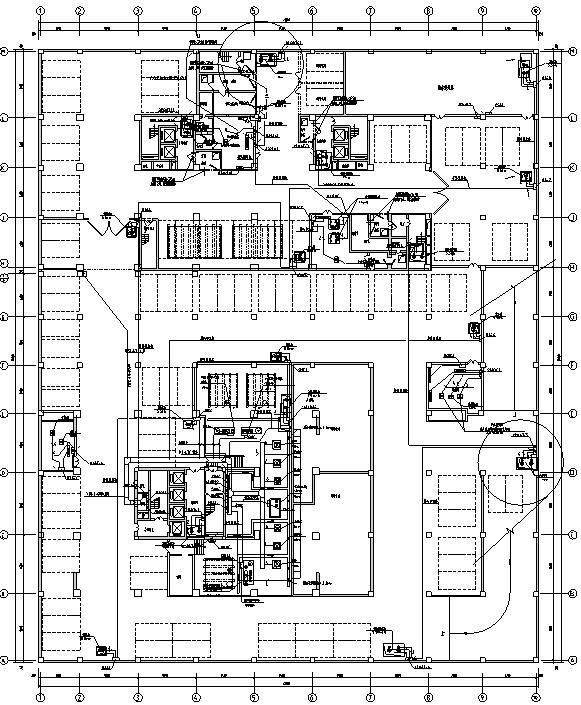 陕西高层商业大厦电气图-地下三层电力平面