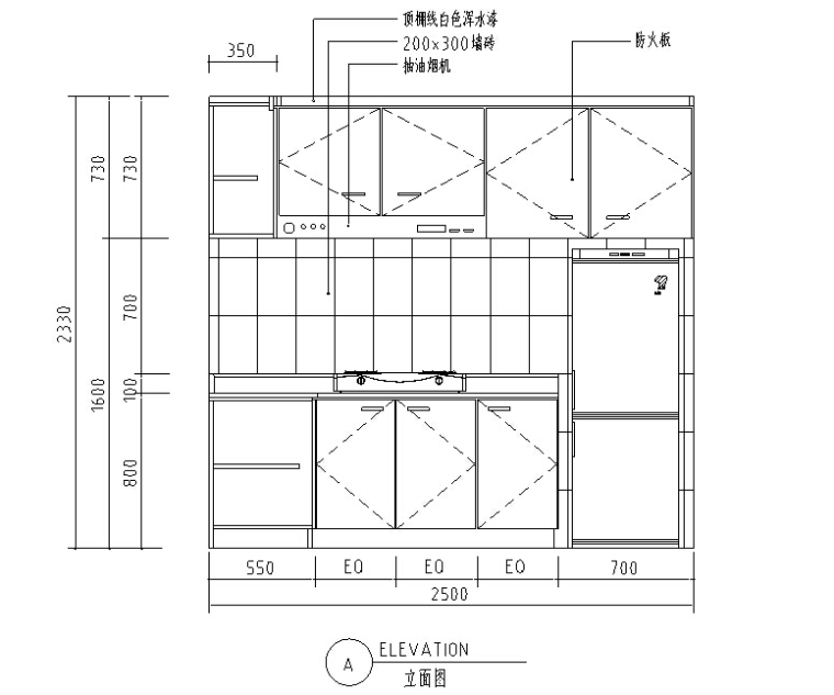 室内设计施工图图层资料下载-CAD室内设计施工图常用图块之厨房