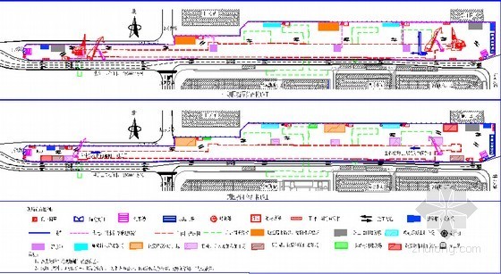 [广西]27km全地下轨道交通工程代管设计施工总承包模式技术标书789页-围挡围护结构和主体结构施工场地平面布置示意图 