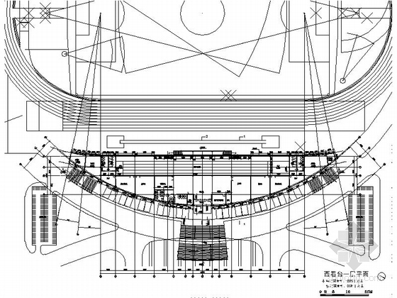 [南京]现代大学主体育场建筑设计扩初（知名设计院）-现代大学主体育场剖面图