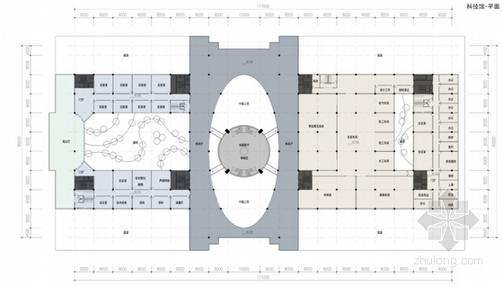 [江西]高层现代风格单体方形科技馆建筑设计方案文本（含建筑模型）-高层现代风格单体方形科技馆建筑平面图