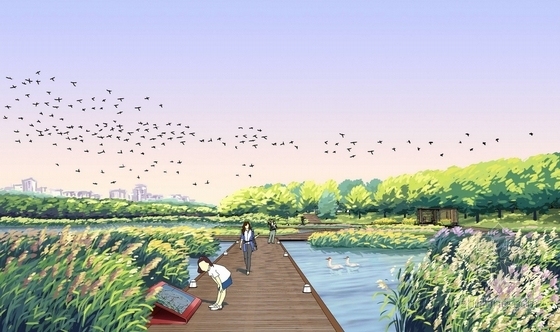 [唐山]城市环城水系河道两岸景观规划设计-景观效果图