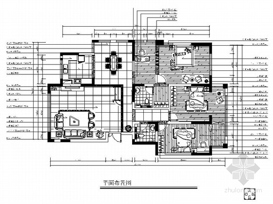 三居室室内现代风格资料下载-[山东]明亮现代风格三居室室内装修施工图（含高清效果 推荐！）