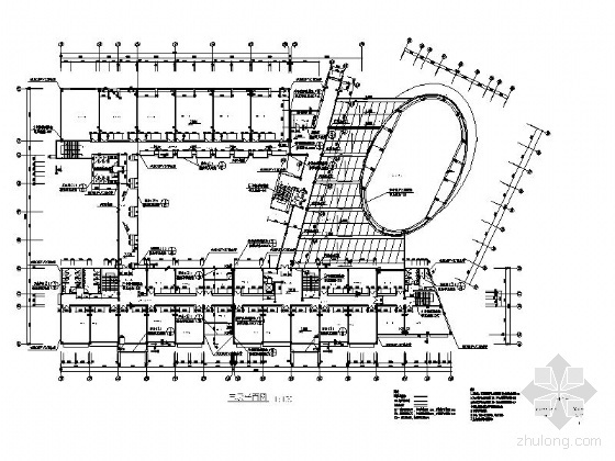 [重庆]某商学院艺术学院四层综合楼建筑施工图、效果图-三层平面图