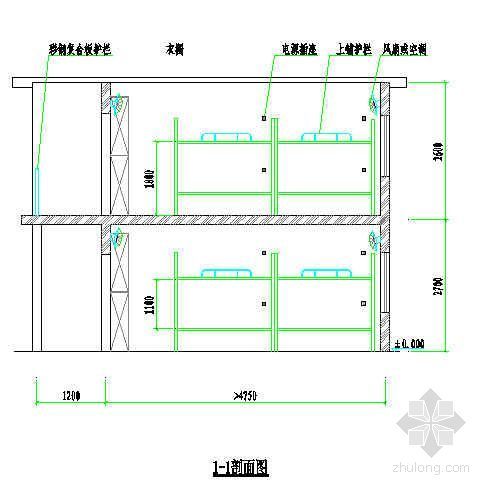 小型建筑双层设计图资料下载-建筑工程施工现场职工宿舍(双层)设计图