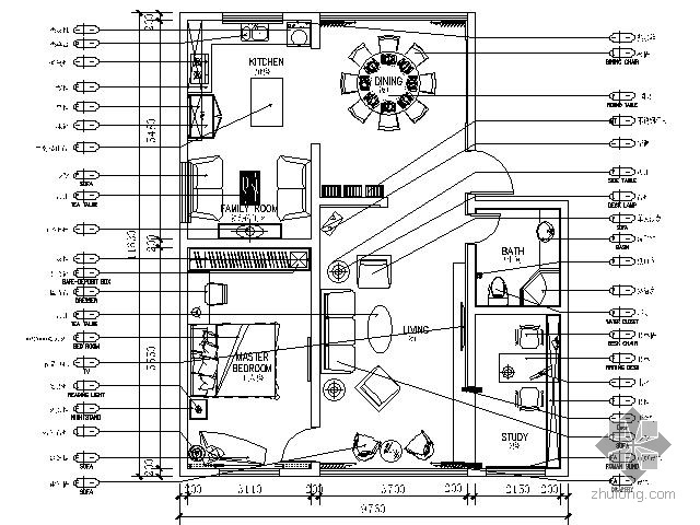 200平米现代装修资料下载-94平米现代时尚家居二居室装修图