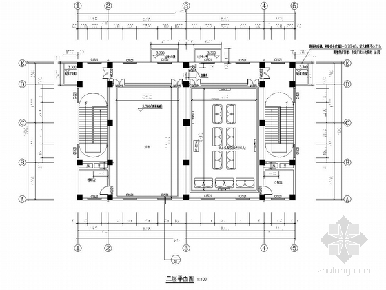 两层框架结构嘉年华游乐园城堡建筑结构施工图-二层平面图