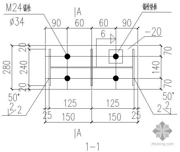 罗马柱剖面图做法详图资料下载-某钢结构柱脚做法节点构造详图(铰接)(2)