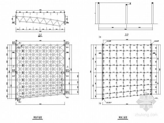 CAD镂空图纸资料下载-文化馆剧院屋顶镂空网架改造加固图（原网架锈蚀存隐患）