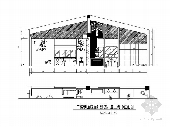 [合肥]悠闲有情调茶楼设计施工图（含系统图）-[合肥]悠闲有情调茶楼设计施工图立面图