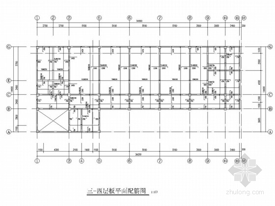 [重庆]五层框架结构中学校教学楼结构施工图-板配筋图 