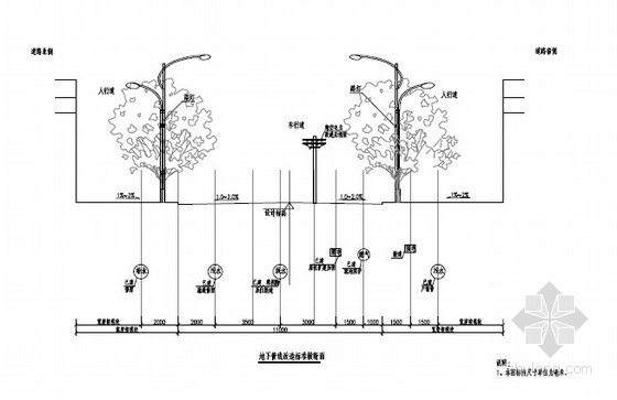 市政道路工程改造施工图32张（道路排水路灯）-地下管线平面图 