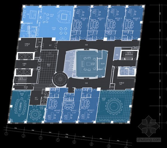 银行营业厅装修效果图资料下载-[上海]庄重大气办公楼设计方案含效果图