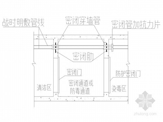 [北京]大型甲类人防地下室全套电气图纸（救护站、人员掩蔽）-大型人防地下室暗敷管线大样图 