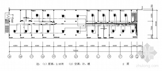 天津滨海CBD办公楼资料下载-天津某办公楼空调平面图