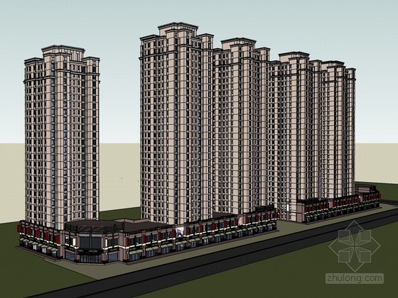 住宅建筑模型制作资料下载-高端住宅建筑SketchUp模型下载