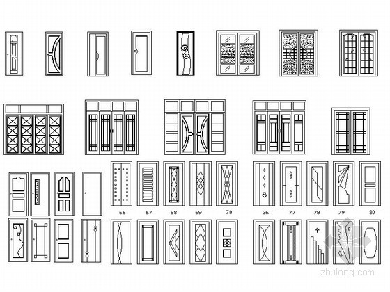 家装各式门立面CAD图块下载 