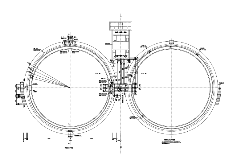 两层圆形喷泉水池资料下载-大院设计大直径圆形二沉池结构施工图（CAD、8张）