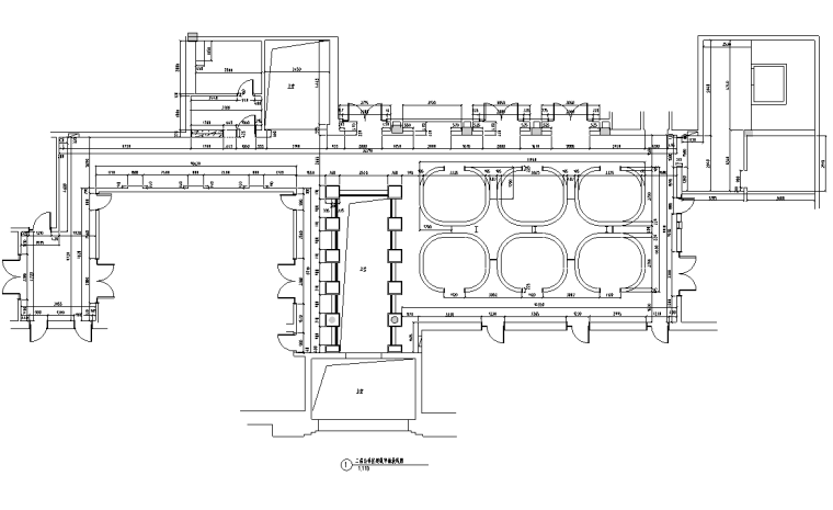 [湖北]现代简约风格——赛江南艺术餐厅室内装修竣工图-二层尺寸平面图
