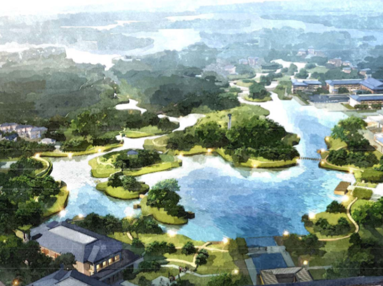 生态森林酒店资料下载-[河北]凤凰岛度假酒店和生态湿地景观规划设计（传统，野趣）