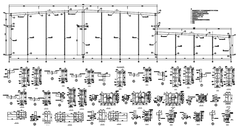 门式刚架单层厂房结构施工图（CAD、18张）-门式钢架大样图及节点详图