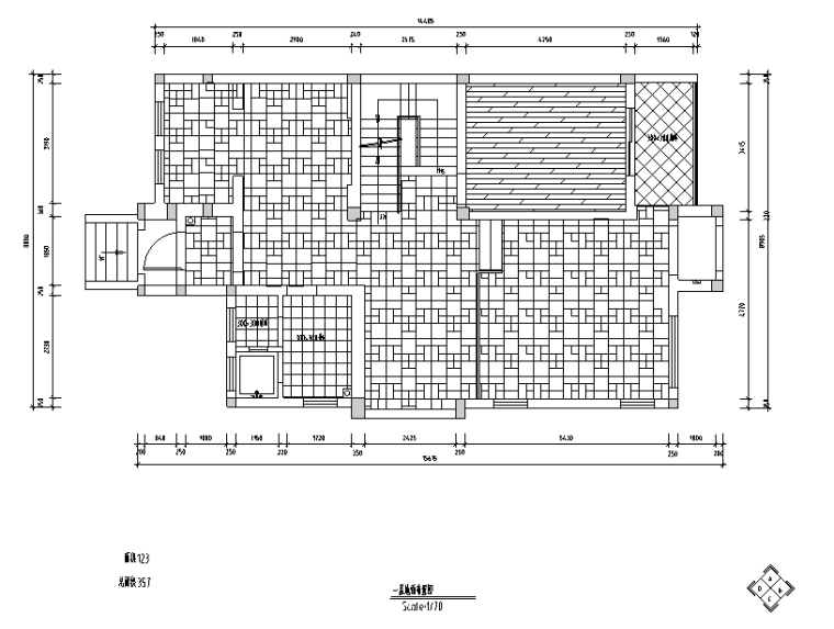 [江苏]罗托鲁拉小镇317平米住宅设计施工图（附效果图）-地面布置图