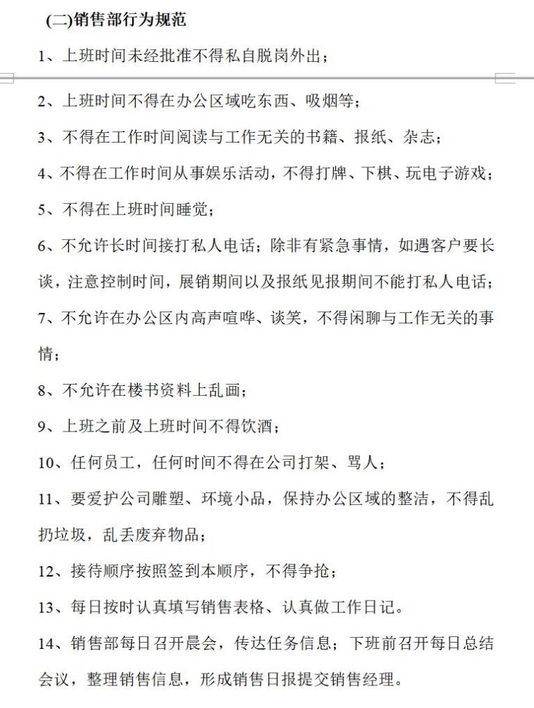 房地产公司销售部行政管理制度（共5页）-销售部行为规范