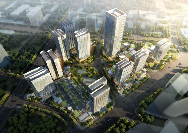 商务区建筑模型资料下载-[北京]通州商务办公区模型设计（2018年）