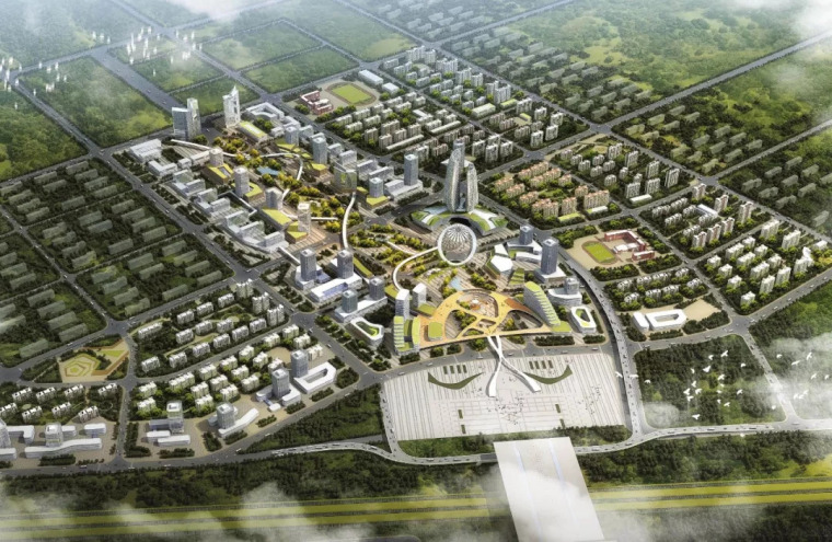 城市设计中心轴资料下载-大庆西站站前地区城市设计