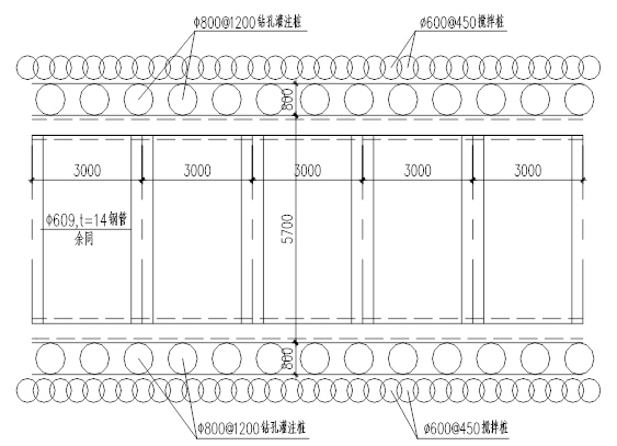 钻孔桩地连墙明挖顺筑地下两层与地下三层T型换乘地铁站投标施工组织设计302页（附图丰富）-车站出入口围护结构示意图