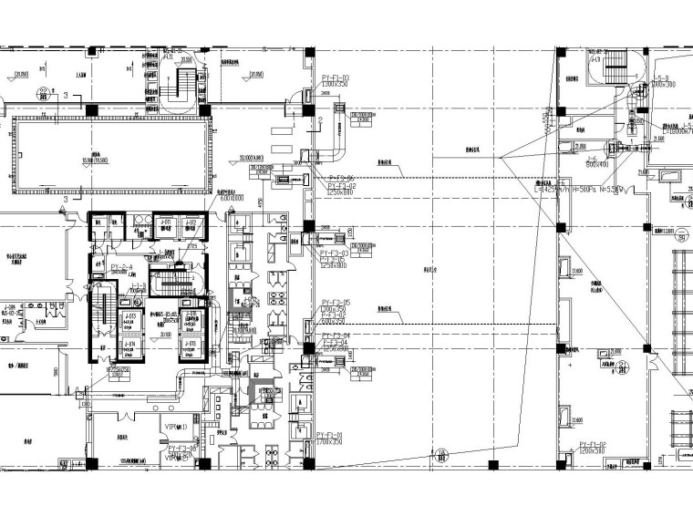 [广州]五星级酒店暖通施工图（包括通风和防排烟设计）-四层通风空调平面布置图