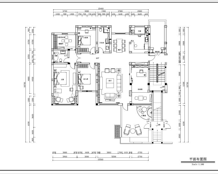 四室两厅一卫一厨设计资料下载-新中式风格四室两厅两卫施工图设计（附3D模型+效果图）