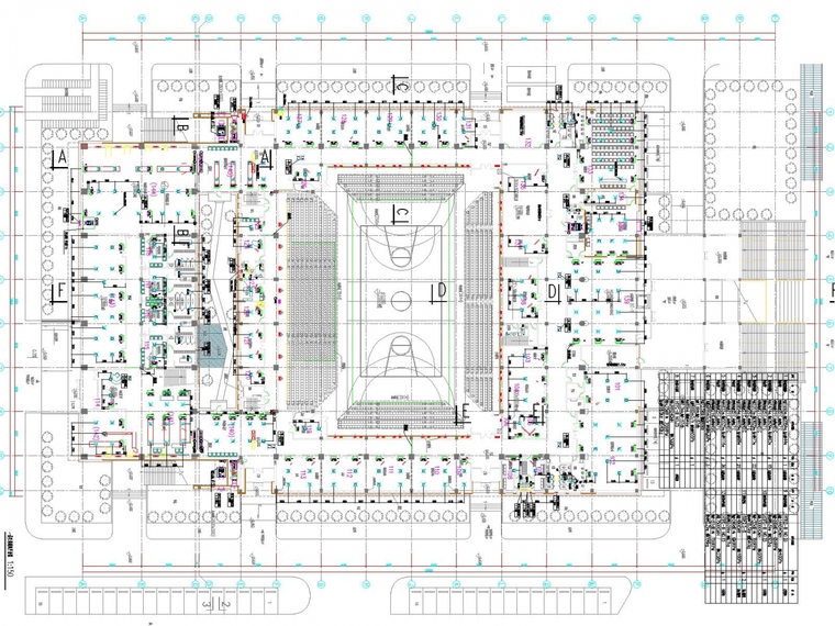 [天津]多层体育馆空调通风及防排烟系统设计施工图-一层空调通风平面图.jpg